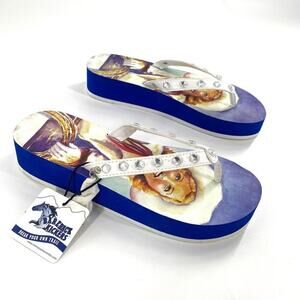 Bareback Kickers Womens Thong Sandal‎ Flip Flops Med 6-7 Cowgirl White Studs